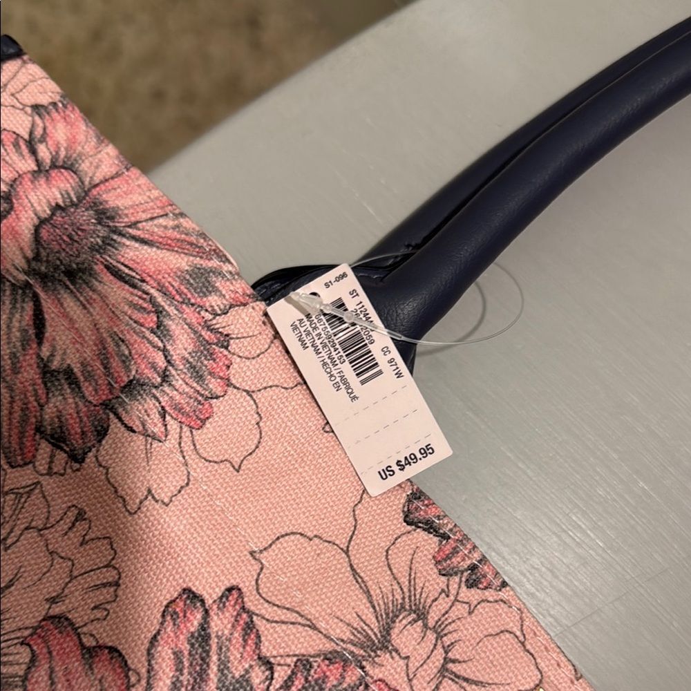 Victoria's Secret Pink Floral Tote with Dark Gray/Grey and Black Trim - Picture 10 of 10